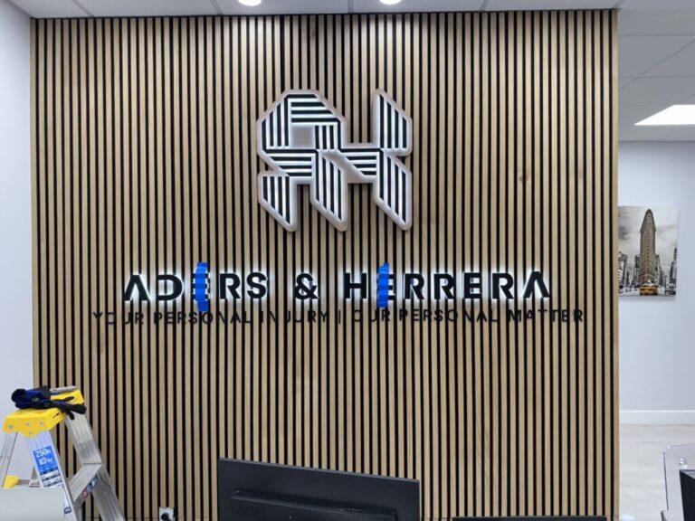 ADERS & HERRERA – Reverse Channel Letters with Backing Panel