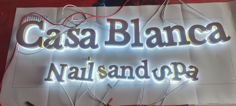 Casa Blanca – Brushed Titanium Halo-Lit Letters