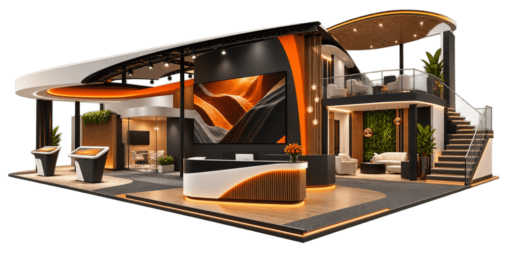 3D concept of a custom trade show environment