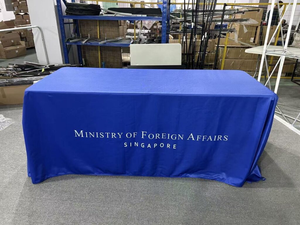 Custom printed table cover with logo