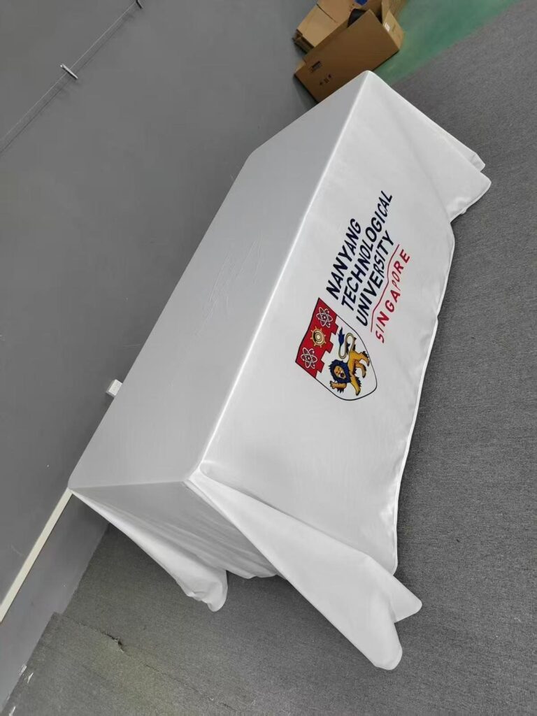White table cover with logo