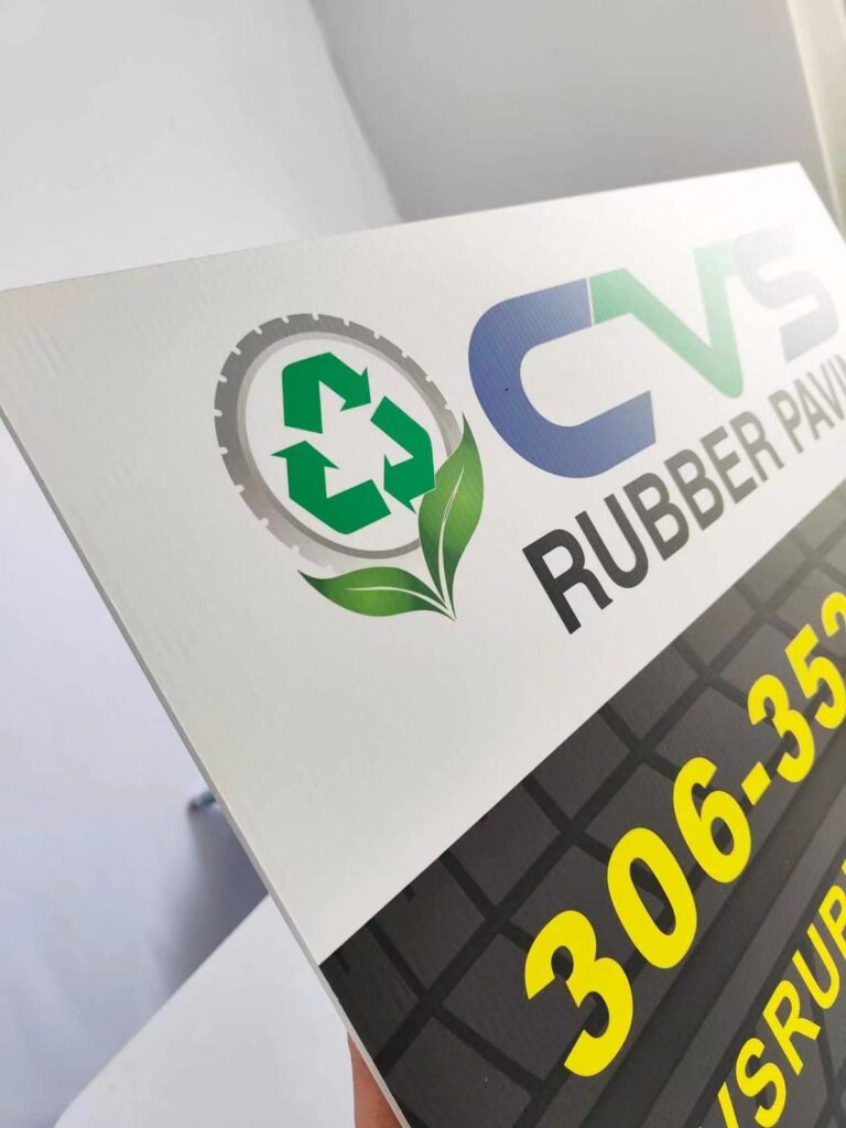 Close-up of a printed yard sign