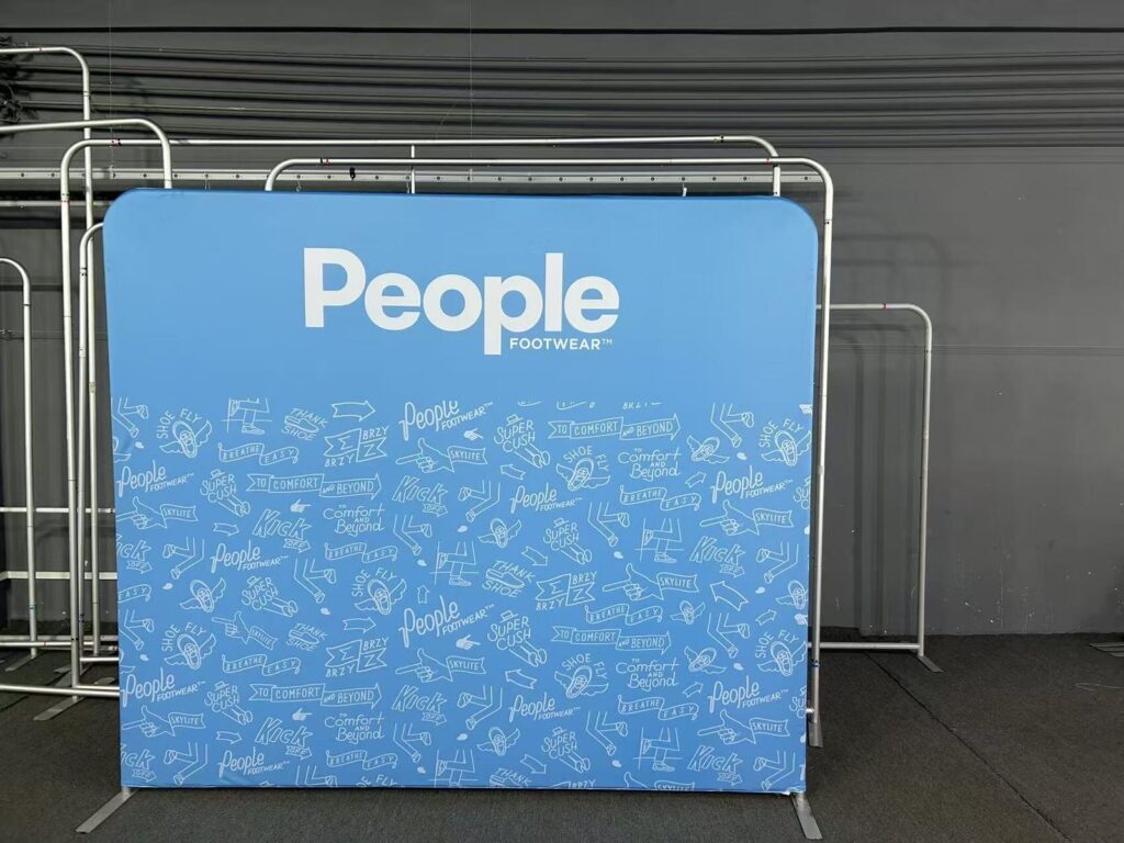 Tension fabric display, back graphic