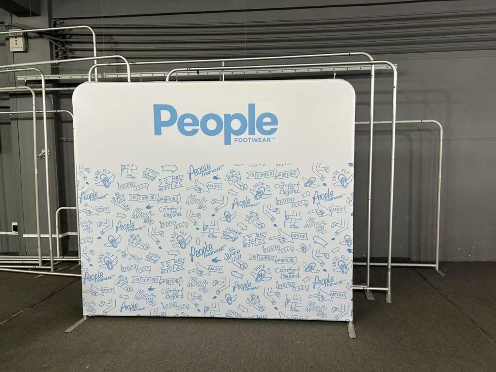 Tension fabric display, front graphic