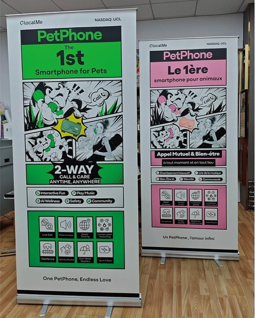 Two finished 33 x 81 inch retractable banner stands