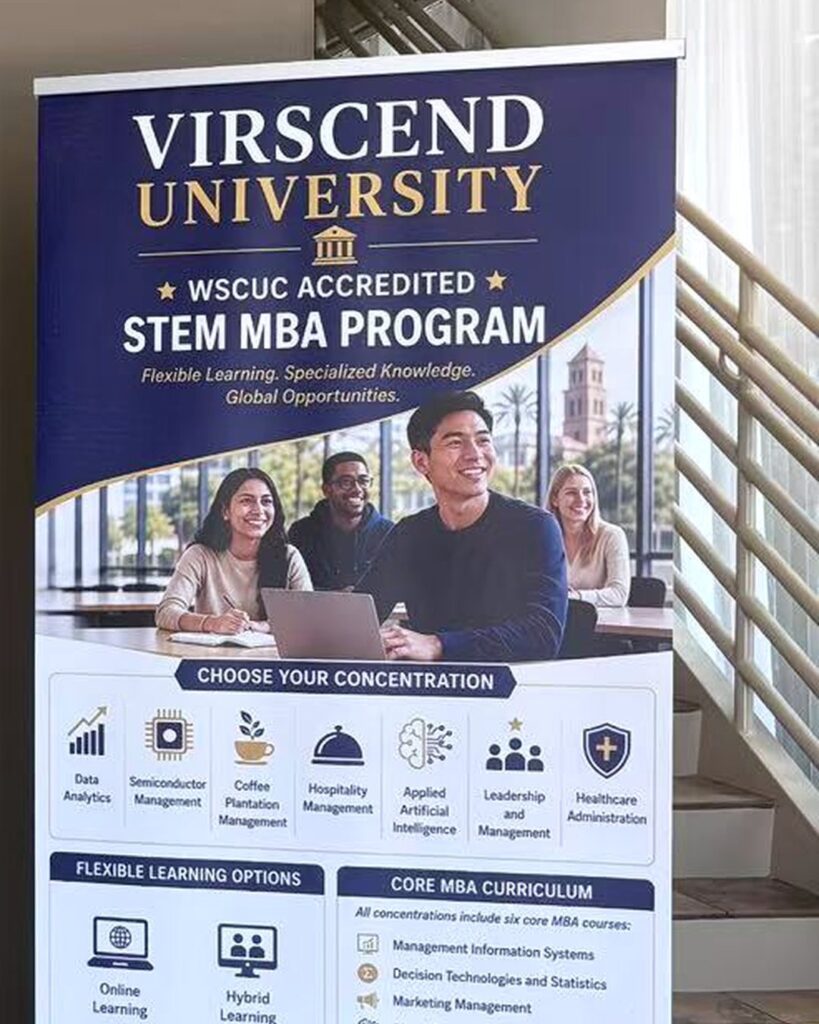 Custom printed retractable banner stand for a university program