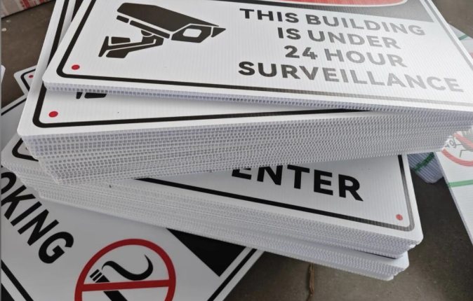 Printed property and parking signs