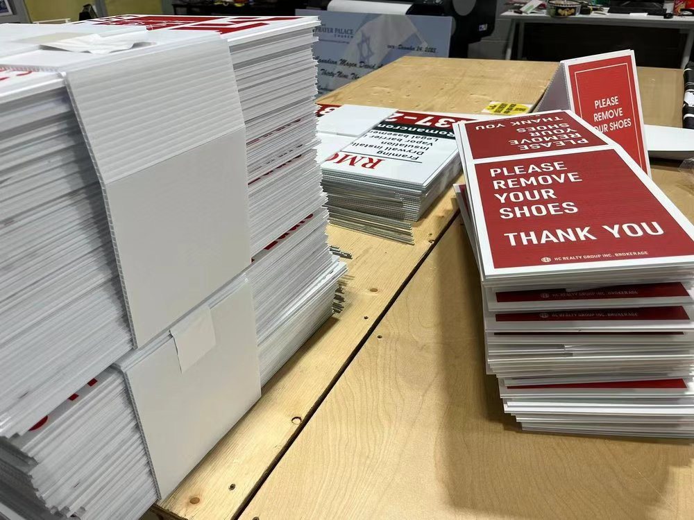 Batch of printed yard signs